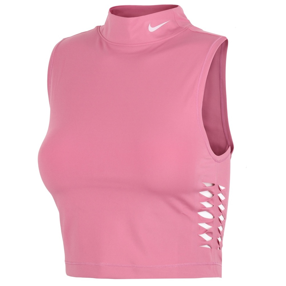 Nike Pro Dri-FIT Women’s Cropped Tank in Desert Berry/Platinum Violet Size Small